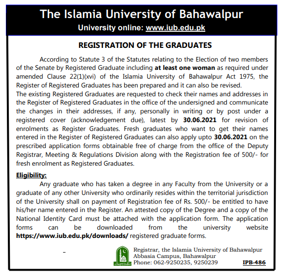 REGISTRATION OF THE GRADUATES