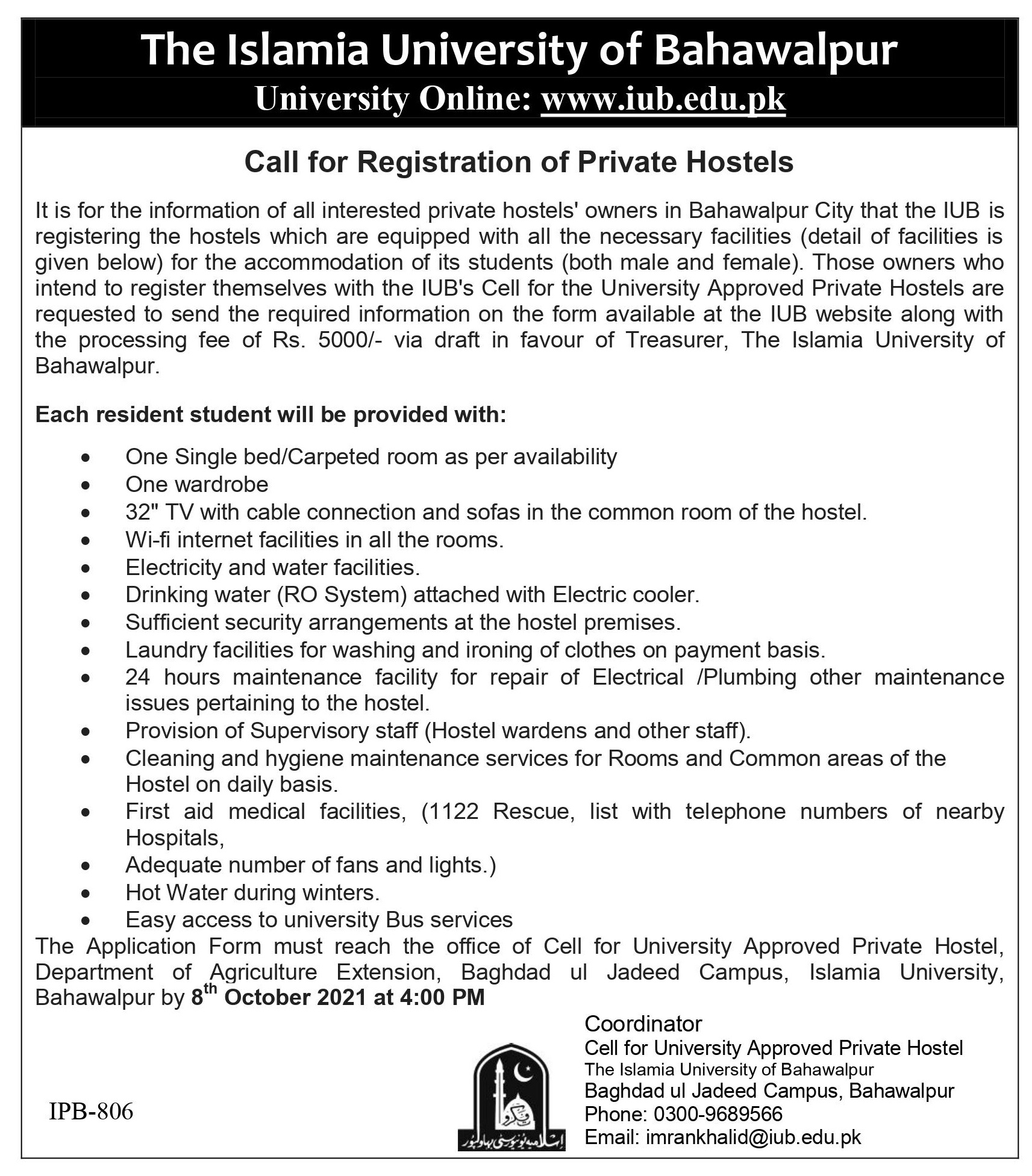 Call for Registration of Private Hostels
