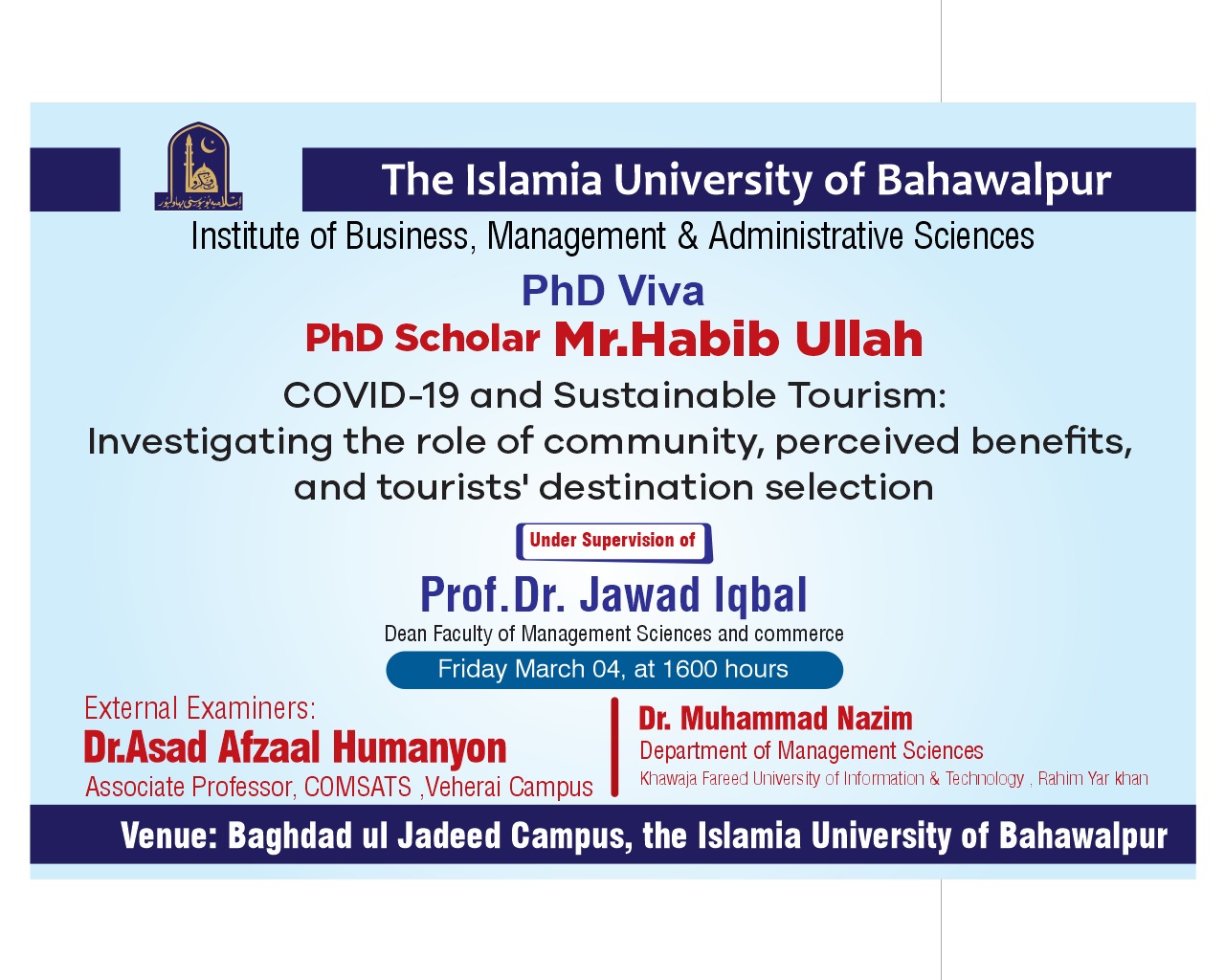 PhD open defense at Institute of Business Management & Administrative Sciences