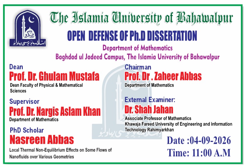PhD open defense at Department of Mathematics, IUB