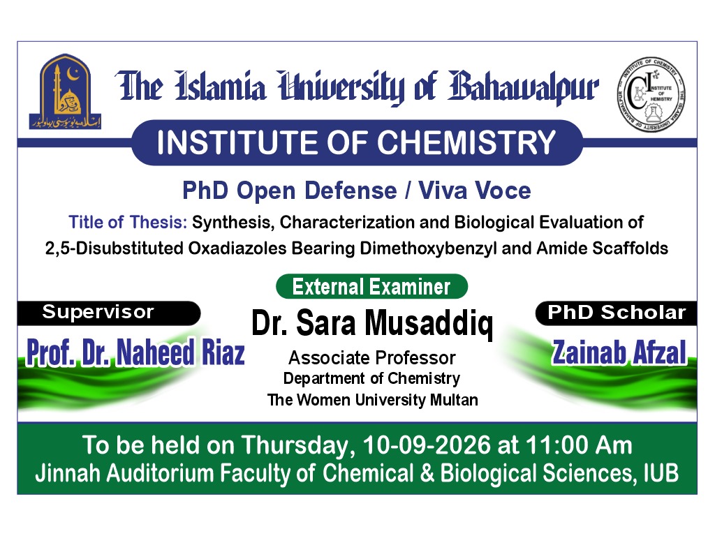 PhD open defense at Institute of Chemistry, IUB
