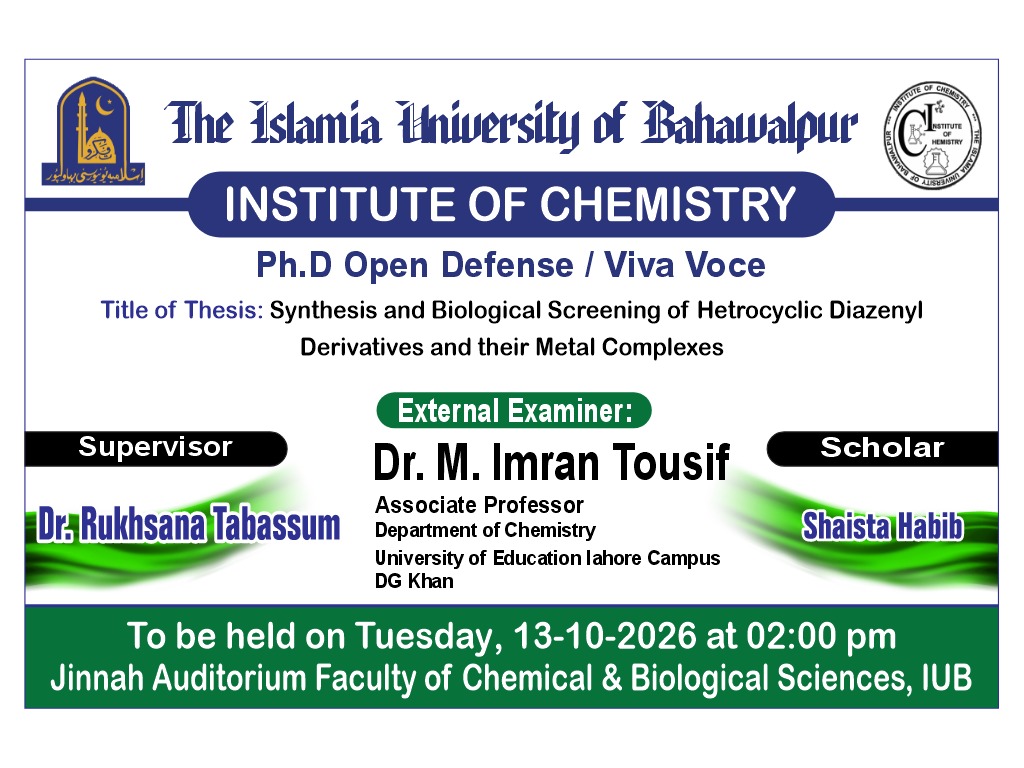 PhD Open Defense at Institute of Chemistry, IUB