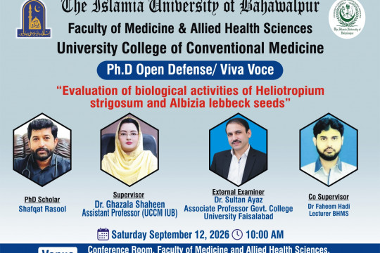 PhD open defense at University College of Conventional Medicine, IUB