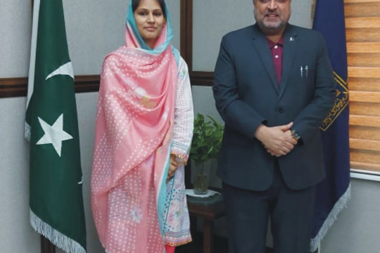 The Vice Chancellor congratulated Sayeda Iqra Fatima for winning the global honor from Global Huawei ICT Company China