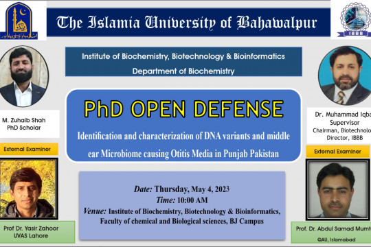 PhD open Defense at the Department of Biochemistry, IUB