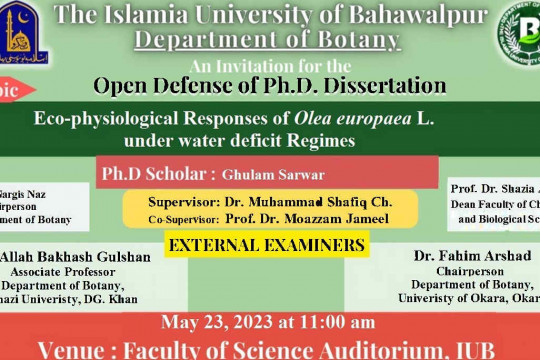 PhD Open Defense at the Department of Botany, IUB