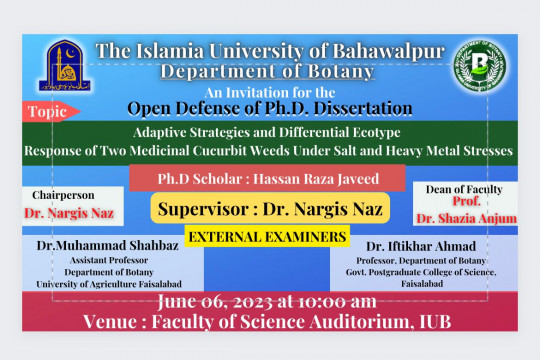 PhD open Defense at the Department of Botany, IUB
