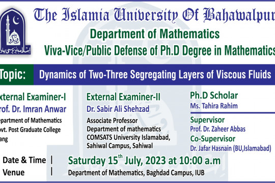 PhD Open Defense at the Department of Mathematics, IUB