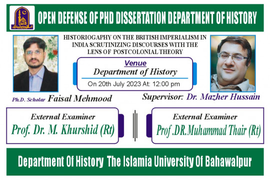 PhD open Defense at the Department of History, IUB