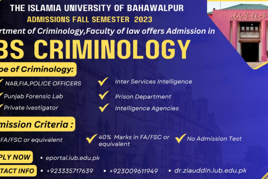 Department of Criminology, Faculty of Law offers admission in BS Criminology