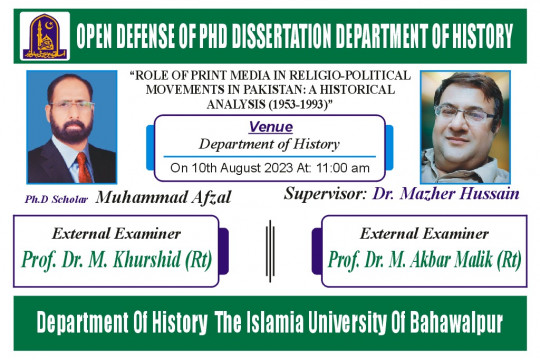 PhD open Defense at the Department of History, IUB