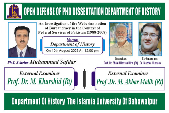 PhD open Defense at the Department of History, IUB