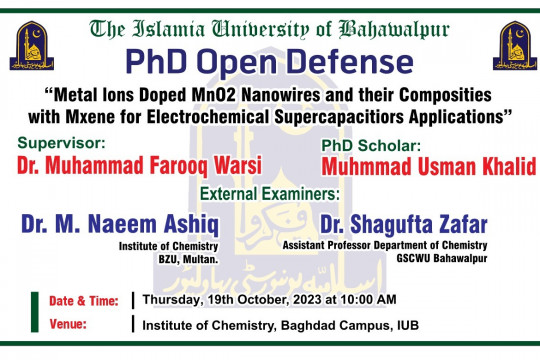 PhD Open Defense at the Institute of Chemistry, IUB