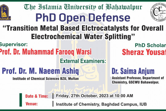 PhD Open Defense at the Institute of Chemistry, IUB