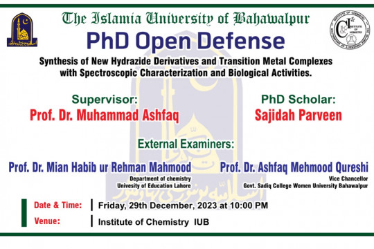 PhD open defense at the Institute of Chemistry, IUB