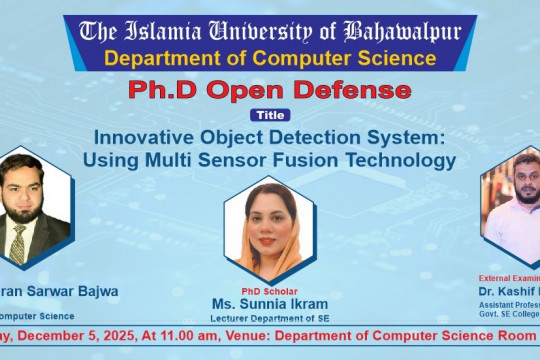 Ms. Sunnia Ikram, a computer science PhD scholar, will defend her thesis on December 5, 2025.