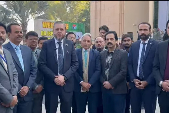 DG ISPR Lt. Gen. Ahmed Sharif Chaudhry addressed to attendees from educational institutions at IUB.