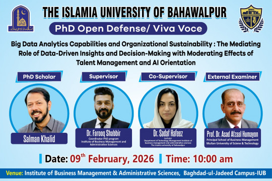 On February 9, 2026, IBMAS PhD scholar Salman Khalid will defend his thesis.