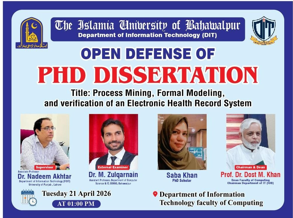 On April 21, 2026, Saba Khan, a PhD candidate in the Department of Information Technology, will have an open defense.