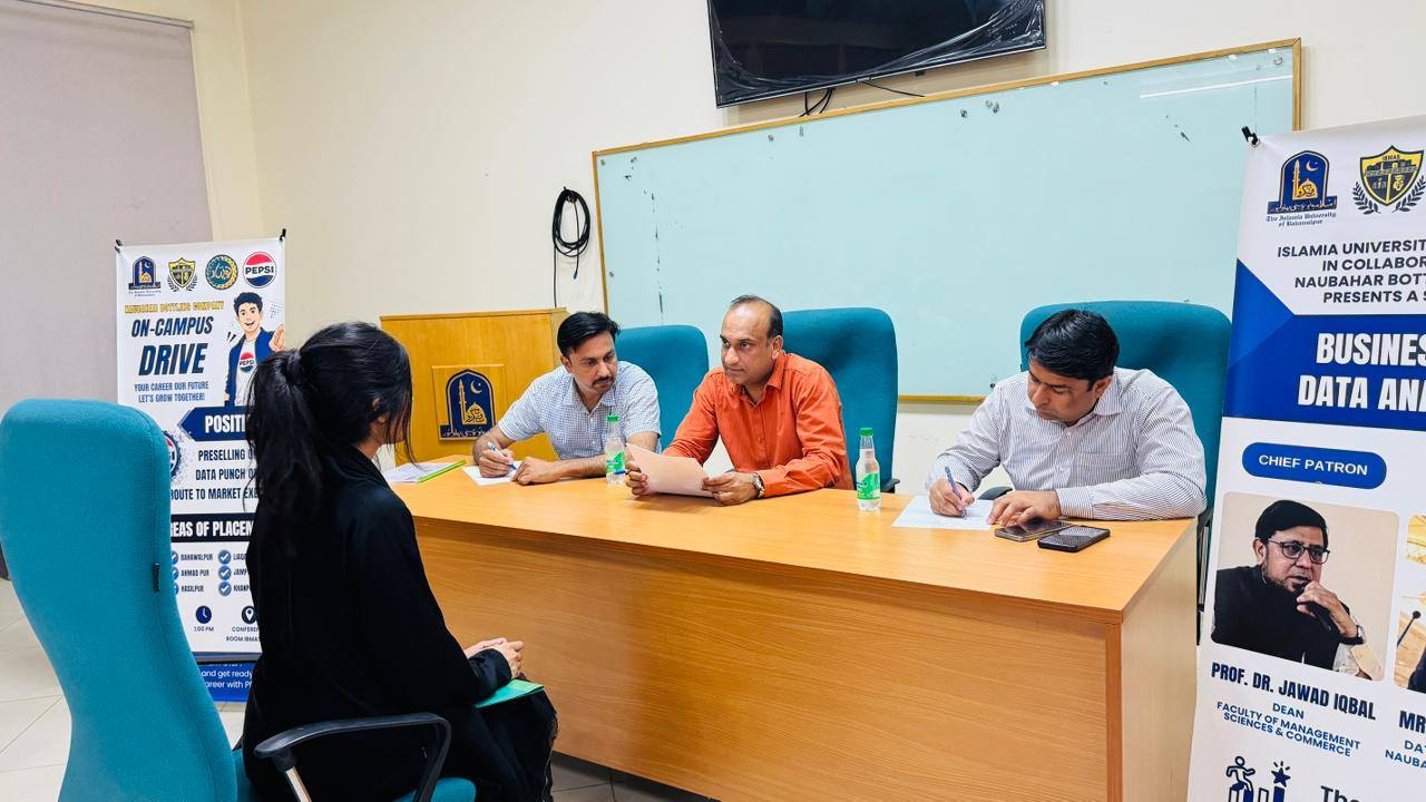 An on-campus recruitment drive was organized by Pepsi Multan at the IBMAS, IUB