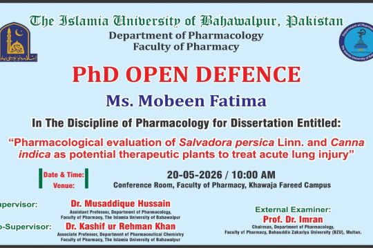 Open defence of two PhD scholars from the Department of Pharmacology will be held on 20th May 2026.