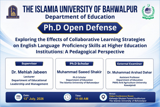 Two PhD scholars from the Department of Education will be publicly defending their theses on 13 July 2026.