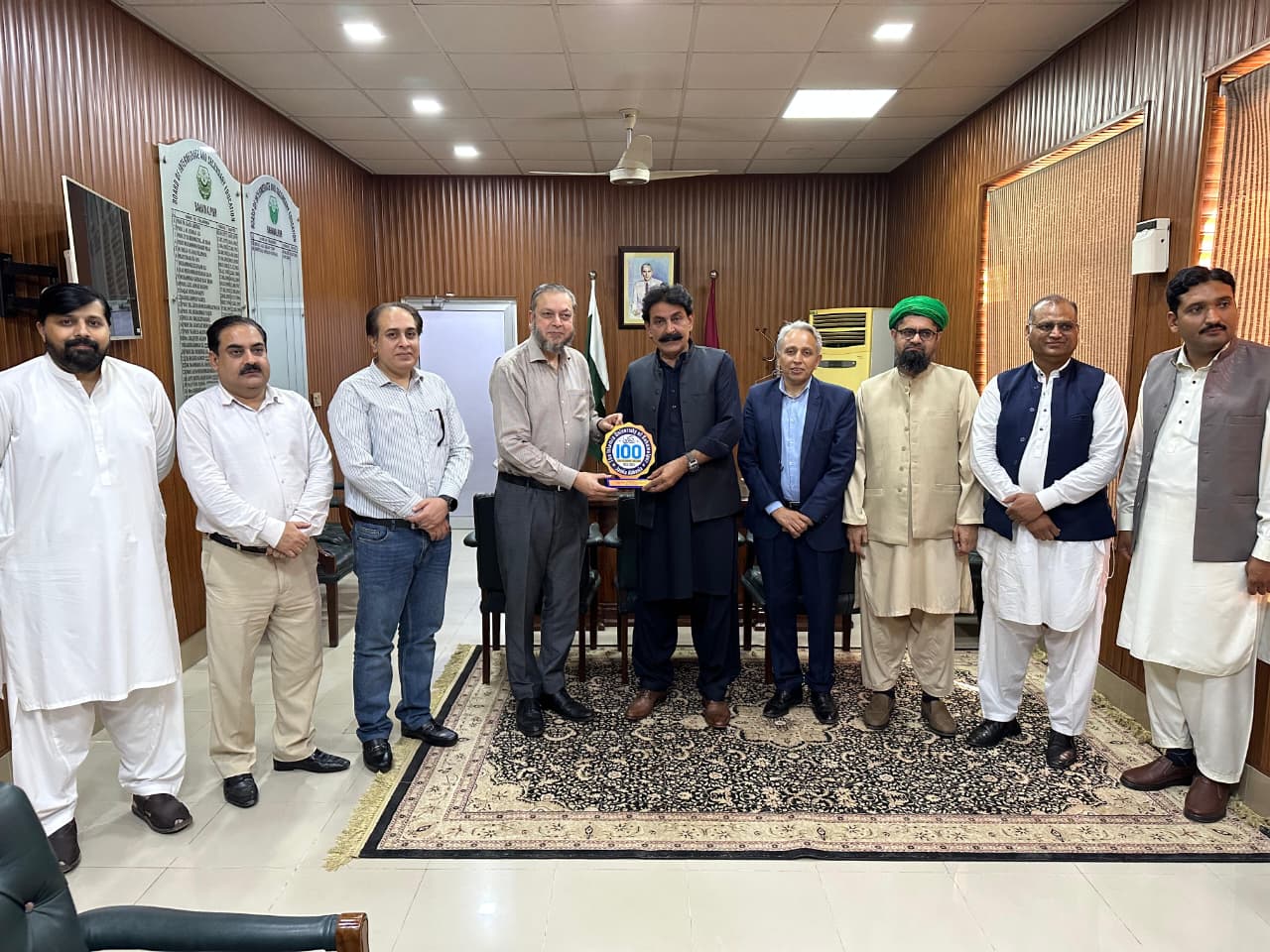 VC Prof. Dr. Muhammad Kamran felicitated Muhammad Ishtiaq Ahmed Gondal, the new chairman of BISE Bahawalpur.