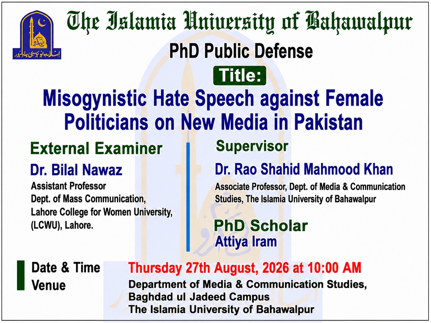 PhD Open Defense at Department of Media & Communication Studies, IUB