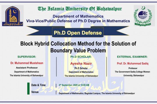 PhD open defense at Department of Mathematics, IUB