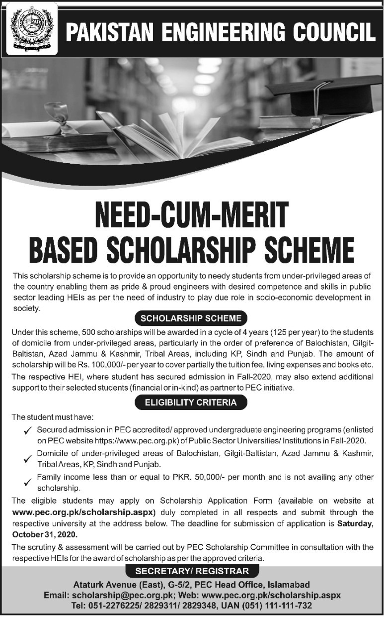 PEC Scholarship Committee Advertisement - October 7 2020