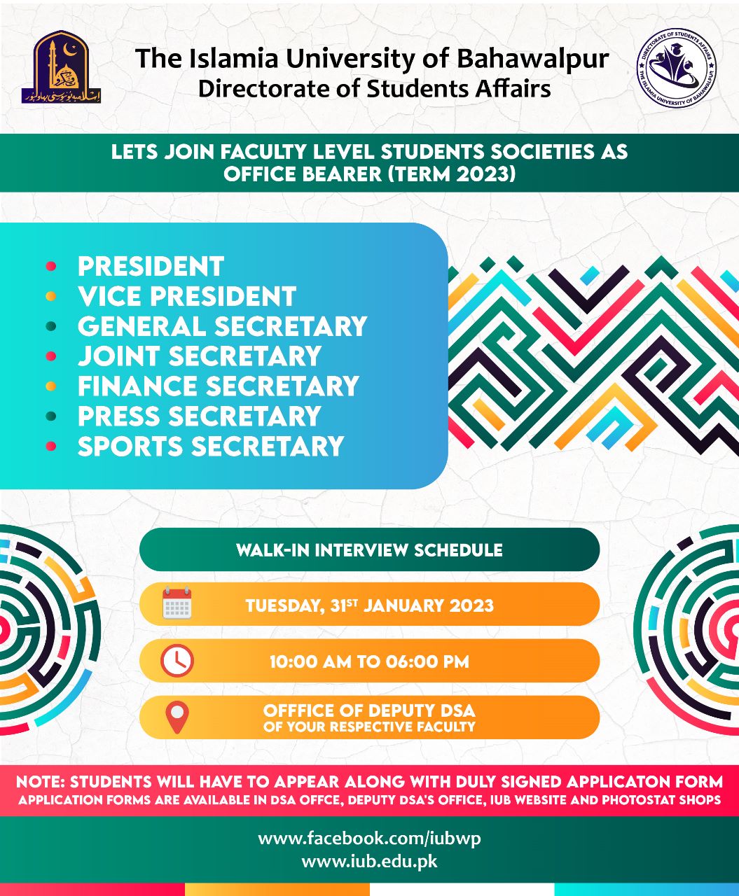 Advertisement Faculty Level Students Societies