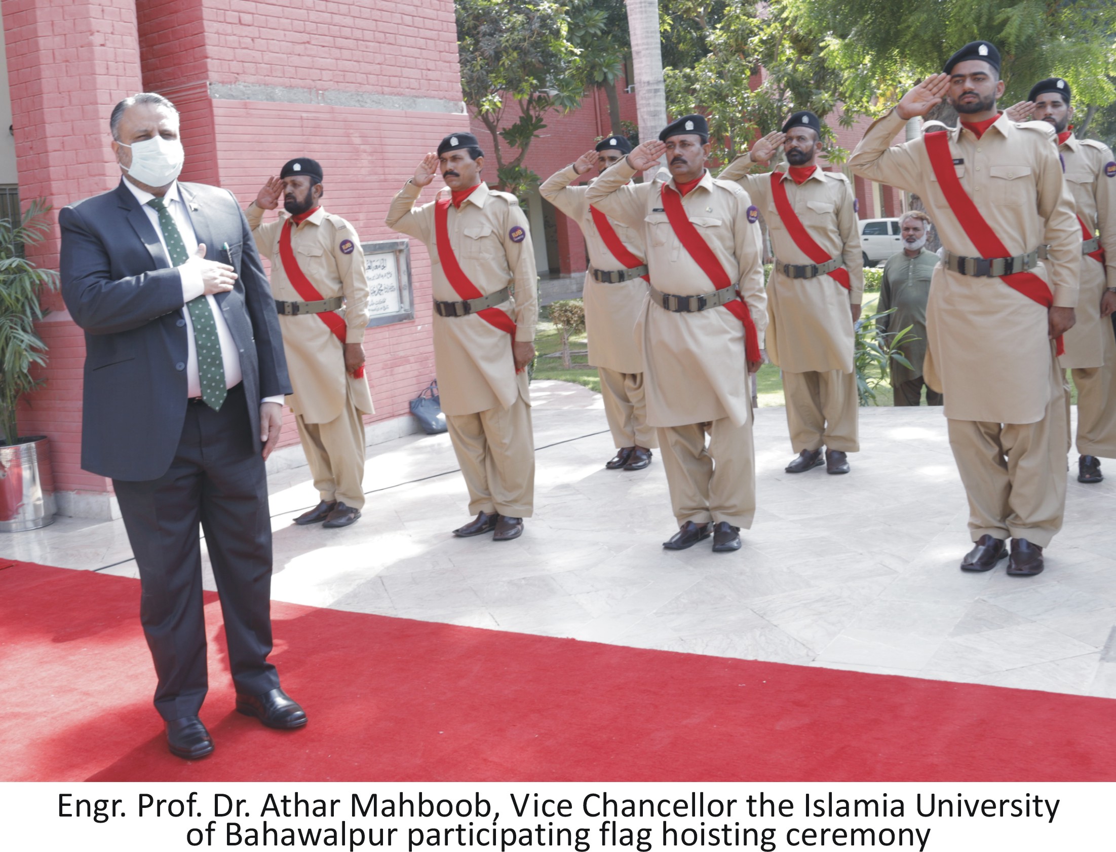 Flag hoisting ceremony at iub on independence day eng